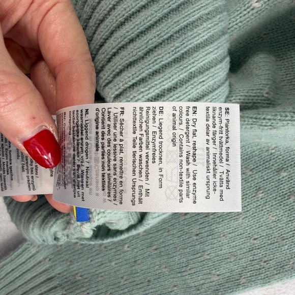 Fjallraven L Large Ovik Knit Sweater Womens Frost Green Wool Nordic Pullover - Picture 10 of 16